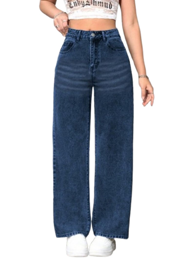 Ben Martin Baggy Jeans for Women || Women,s Loose Jean Pants || Oversized Jean's for Women's || Wide Leg Jean,s for Woman || Casual Jins for Woman's || Loose Jin Pant for Woman,s Dark Blue 05-34 - Image 1