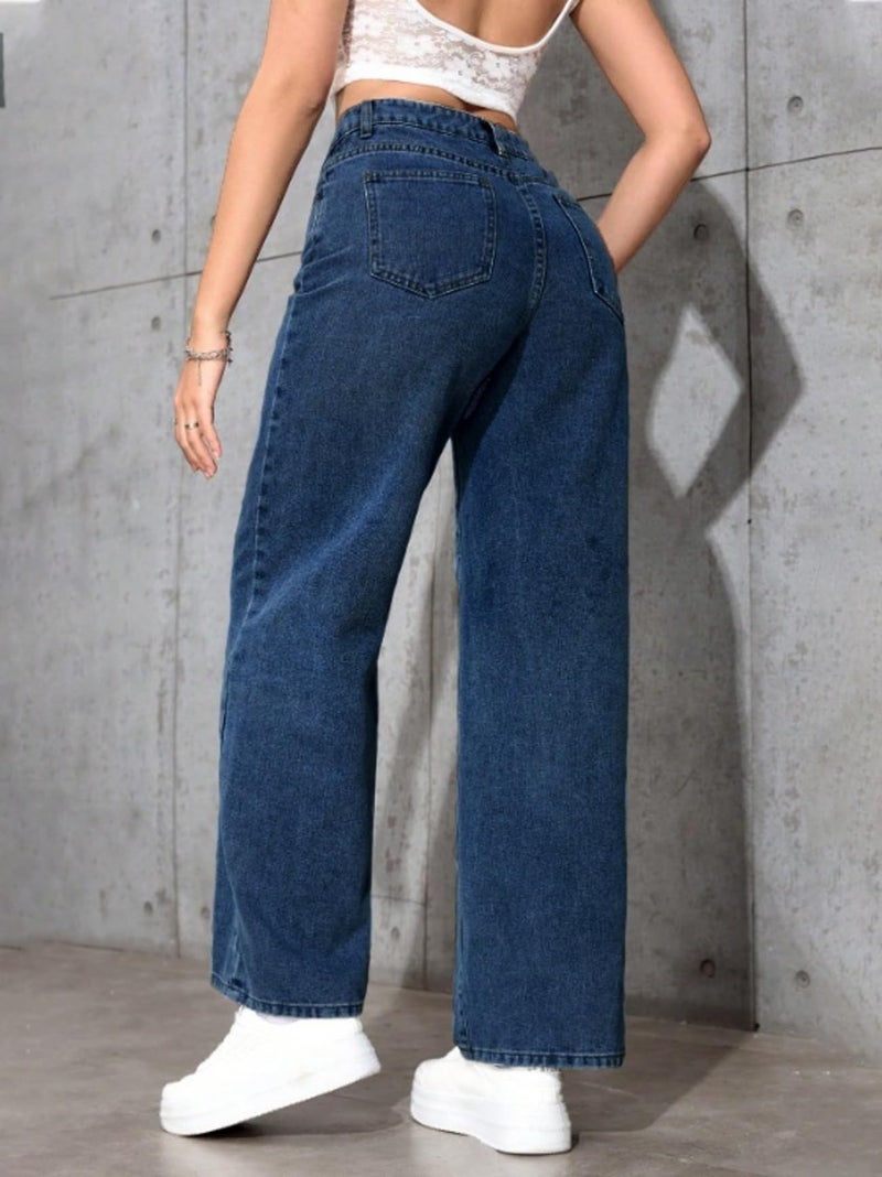 Ben Martin Baggy Jeans for Women || Women,s Loose Jean Pants || Oversized Jean's for Women's || Wide Leg Jean,s for Woman || Casual Jins for Woman's || Loose Jin Pant for Woman,s Dark Blue 05-34 - Image 2