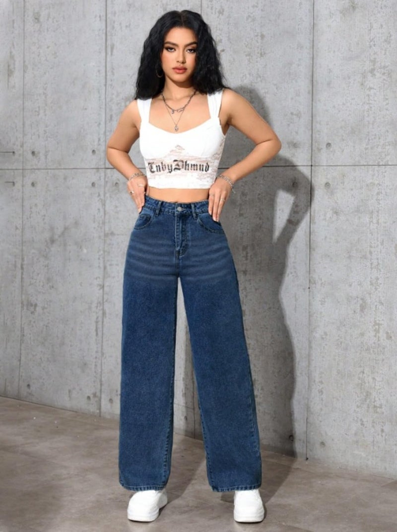 Ben Martin Baggy Jeans for Women || Women,s Loose Jean Pants || Oversized Jean's for Women's || Wide Leg Jean,s for Woman || Casual Jins for Woman's || Loose Jin Pant for Woman,s Dark Blue 05-34 - Image 5