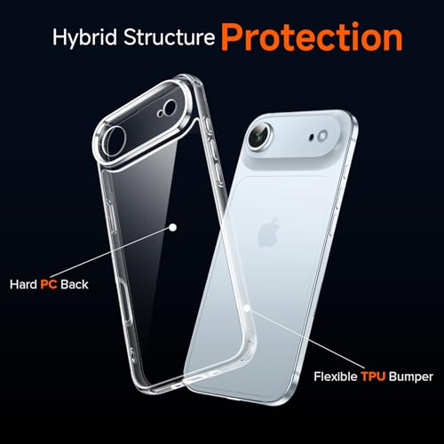 ivoler 3-in-1 Clear Case Designed for iPhone Air 6.5" / iPhone 17 Air 6.5'' 2025 with 2 Pack Tempered Glass Screen Protector, Military Shockproof Hard Back Slim for iPhone 17 Air Cover - Clear - Image 5