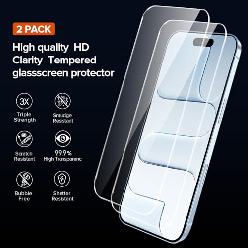 ivoler 3-in-1 Clear Case Designed for iPhone Air 6.5" / iPhone 17 Air 6.5'' 2025 with 2 Pack Tempered Glass Screen Protector, Military Shockproof Hard Back Slim for iPhone 17 Air Cover - Clear - Image 3