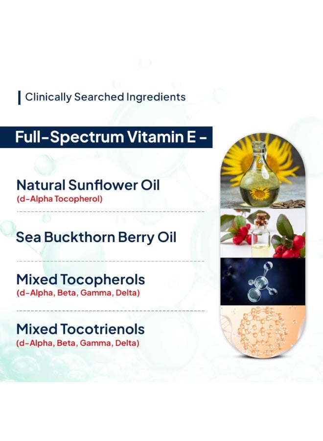 Miduty Mixed Tocopherols & Tocotrienols - Full Spectrum Vitamin E Supplement - With Sunflower & Sea Buckthorn Oil - Natural Antioxidant Support for Skin, Heart & Brain Wellness - 30 Veg Softgels - Image 4