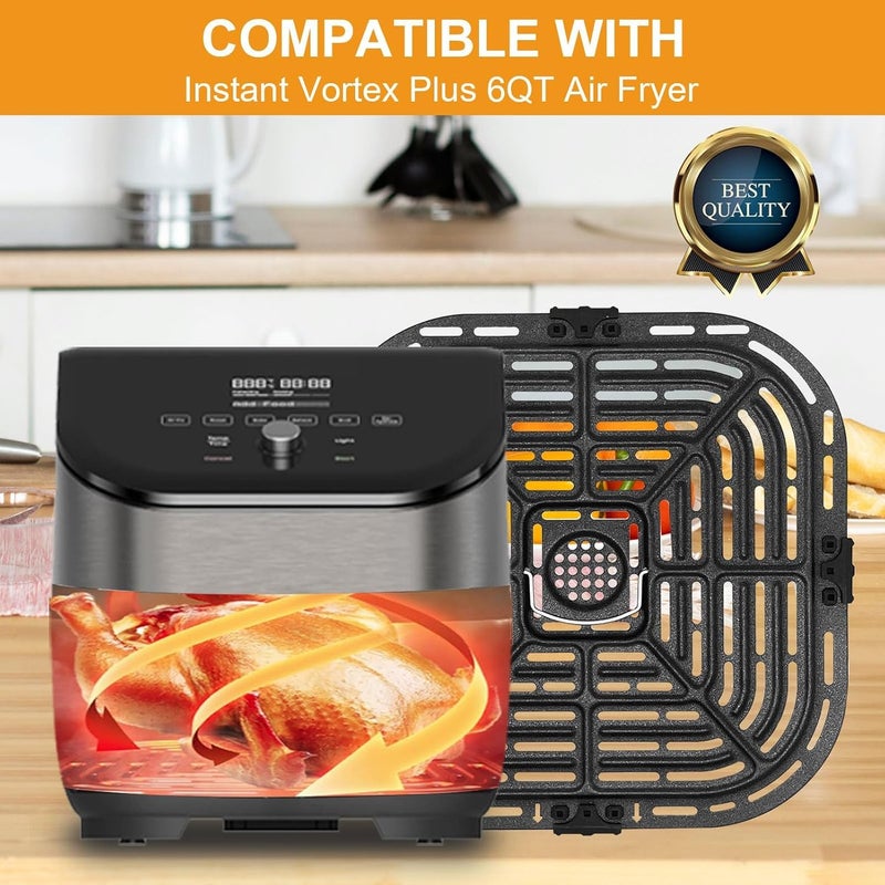 GXF ملحقات المقلاة الهوائية لـ Instant Vortex Plus 6 كوارت Clear Cook Air Fryer Instant Vortex Plus 6 كوارت، ملحقات المقلاة الهوائية غير لاصقة أجزاء استبدال مقلاة شواء صفيحة رف صينية صفيحة تحمير. - Image 3