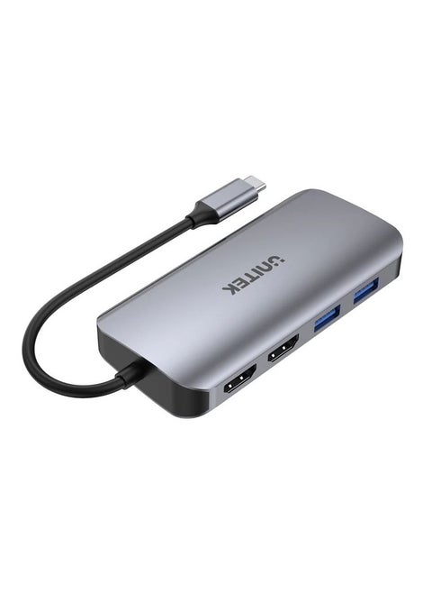 UNITEK 8-in-1 USB-C Hub: Expand Your Connectivity with HDMI 4K, USB 3.0, SD/TF Card Reader, Ethernet, and Power Delivery