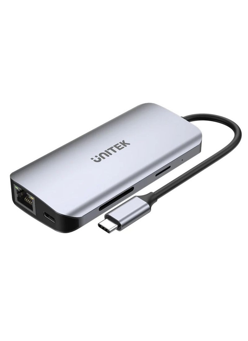 UNITEK - UNITEK 8-in-1 USB-C Hub: Expand Your Connectivity with HDMI 4K, USB 3.0, SD/TF Card Reader, Ethernet, and Power Delivery - Image 1