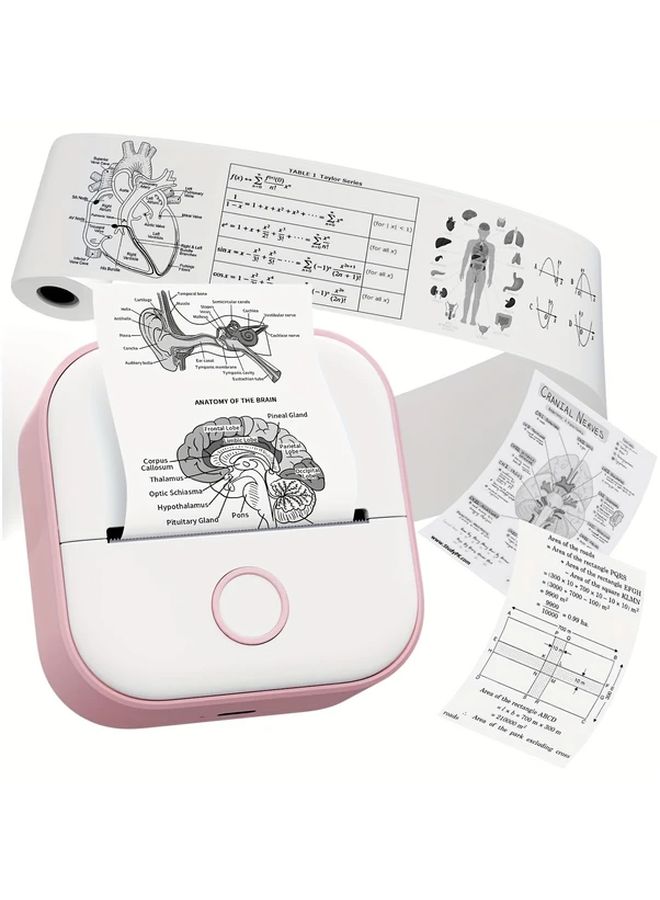 Phomemo T02 Thermal Printer Wireless Mobile Device Pink Portable Pocket Sized High Resolution Black And White Compatible With Smartphones Tablets PCs For Photo Label Receipt Invoice Printing Ideal For Travel Office School Medical Retail Use - Image 1