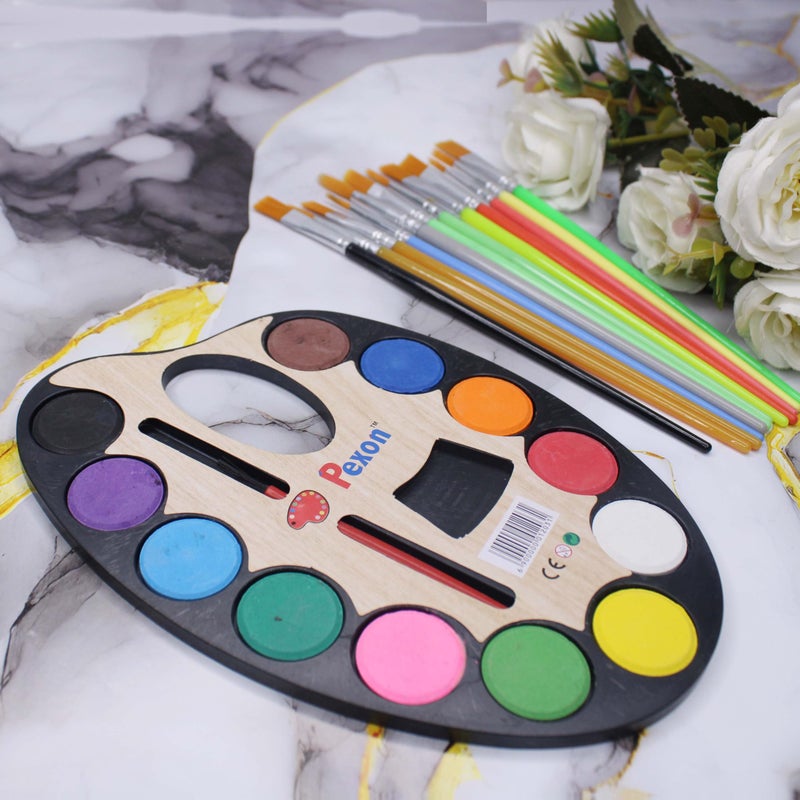 WIZME Water Colour Cakes | Watercolor With 12 Brushs | Water Paint Color | Water Color Cakes For Kids Boys And Gilrs Birthday Gift Item Pack Of 1 - Image 3