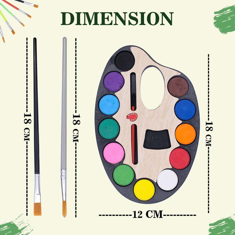 WIZME Water Colour Cakes | Watercolor With 12 Brushs | Water Paint Color | Water Color Cakes For Kids Boys And Gilrs Birthday Gift Item Pack Of 1 - Image 2