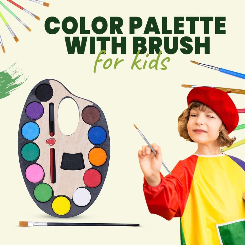 WIZME Water Colour Cakes | Watercolor With 12 Brushs | Water Paint Color | Water Color Cakes For Kids Boys And Gilrs Birthday Gift Item Pack Of 1 - Image 4