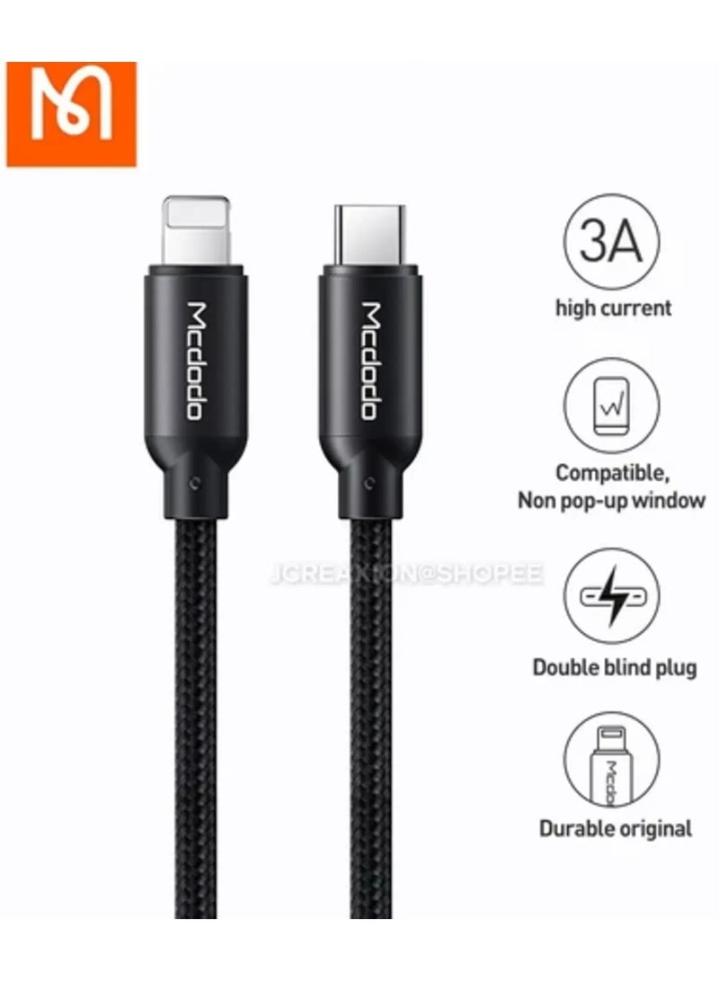 Mcdodo CH-6692 20W Fast and PD Single Port Wall Charger with iPhone Charging Cable - Black - Image 2