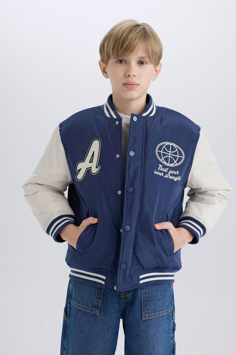 DeFacto Boy College Collar Back Printed Bomber Jacket  - Image 4