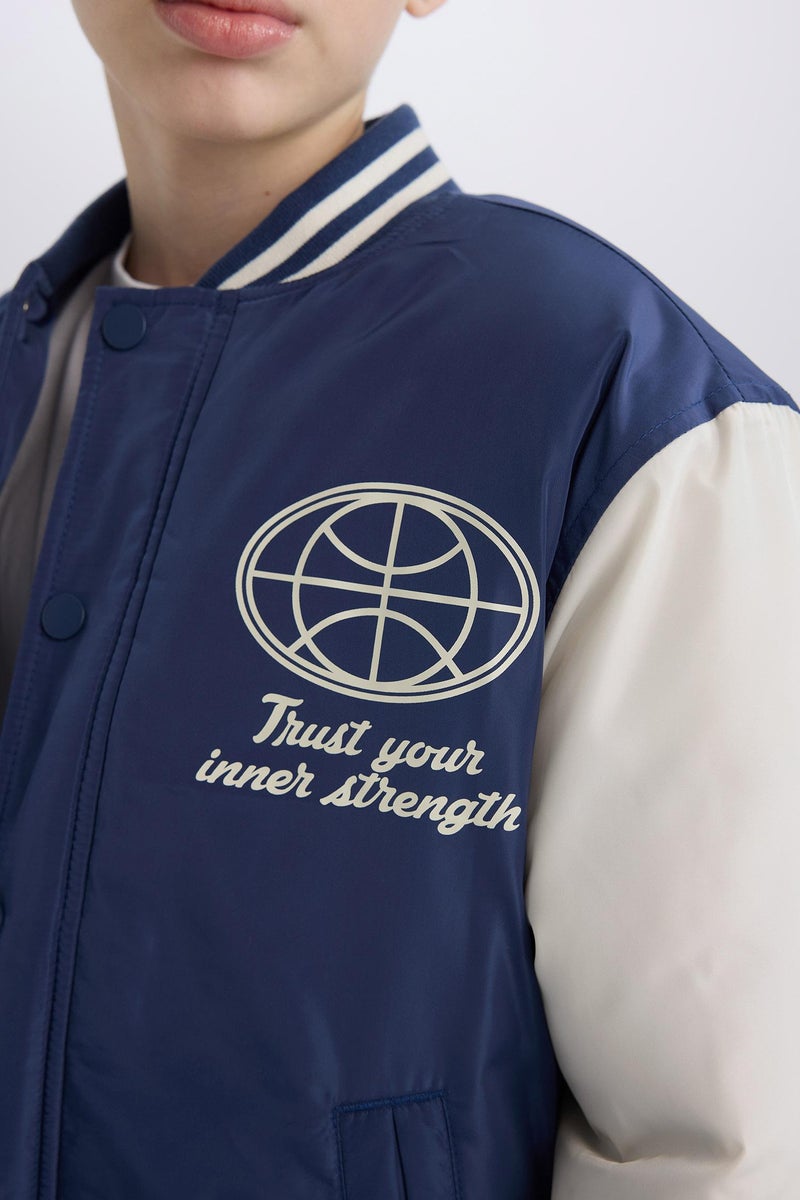 DeFacto Boy College Collar Back Printed Bomber Jacket  - Image 5