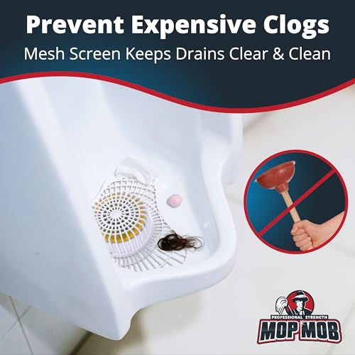 Mop Mob Long Lasting Urinal Screen and Deodorizer w/Non-Para Block 12 Pack. Universal-Fit, Citrus-Scent Cake Releases Cleaning Agents To Remove Odor. Durable Mat Limits Janitorial Cleaning & Supply Needs - Image 5