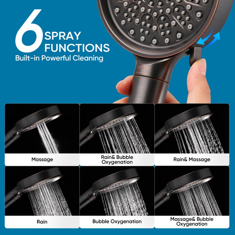 Cobbe Filtered Shower Head with Handheld, High Pressure 6 Spray Mode Showerhead with Filters, Water Softener Filters Beads for Hard Water - Remove Chlorine - Reduces Dry Itchy Skin, Oil Rubbed Bronze - Image 5