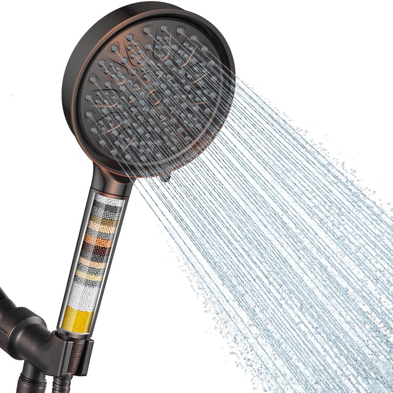 Cobbe Filtered Shower Head with Handheld, High Pressure 6 Spray Mode Showerhead with Filters, Water Softener Filters Beads for Hard Water - Remove Chlorine - Reduces Dry Itchy Skin, Oil Rubbed Bronze - Image 1