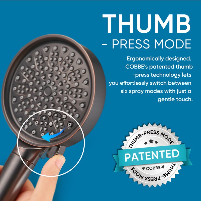Cobbe Filtered Shower Head with Handheld, High Pressure 6 Spray Mode Showerhead with Filters, Water Softener Filters Beads for Hard Water - Remove Chlorine - Reduces Dry Itchy Skin, Oil Rubbed Bronze - Image 3