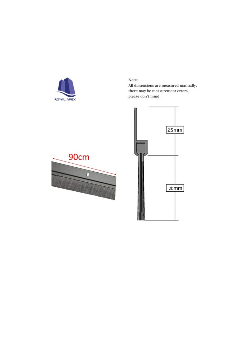 Door Bottom Brush & Rubber Seal with Screw for Exterior/Interior Doors, Insulation Door Seal Sound Proof Under Door Draft Blocker- Keeping Noise Repellent & Dust (90cm, Brush Black)  - Image 2