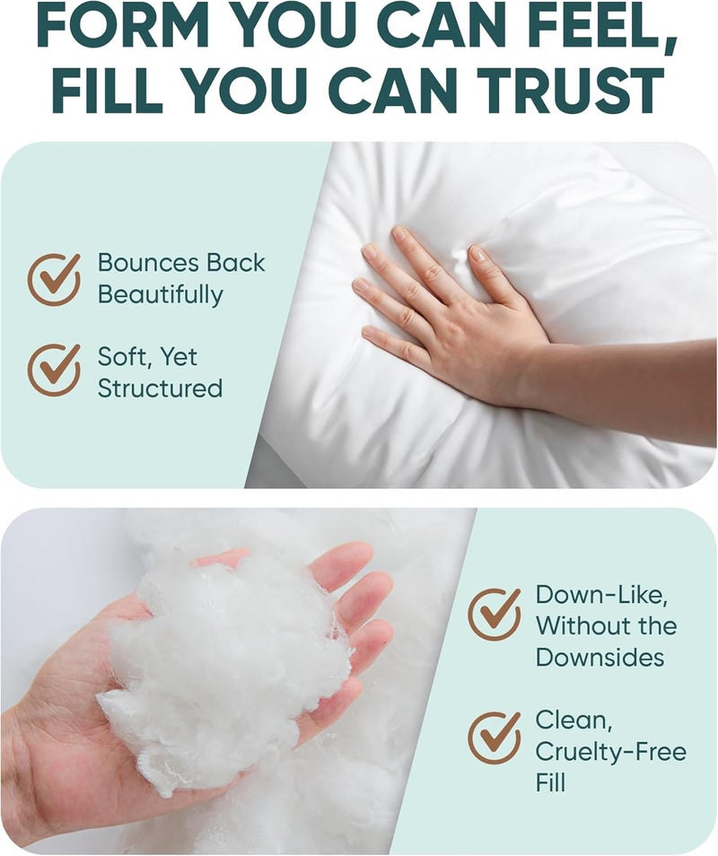 PILLOWFLEX Synthetic Down Alternative Pillow Inserts for Shams - Comfy Pillows for Sleeping, Perfect Pillow & Best Sleeping Pillows, Handmade Down Alternative Throw Pillow Inserts - (17x17 Set of 2) - Image 5