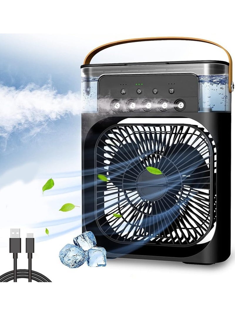DubaiGallery - Multi Functional Five Hole Humidification Air Conditioning Fan Electric Fan Desktop Spray 5-speed Air Conditioning Water-cooling Fan USB Type-C Charging Spray Humidifier Fan - Image 1