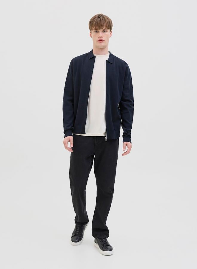 ريبل كارديجان محبوك بياقة بولو وسحَّاب غلق - Image 3