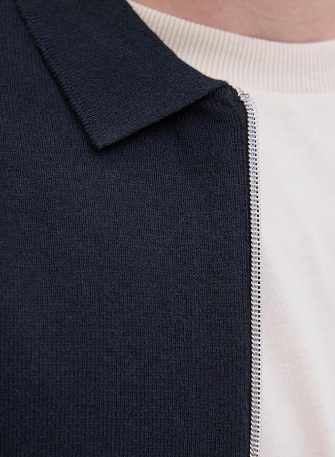 ريبل كارديجان محبوك بياقة بولو وسحَّاب غلق - Image 5