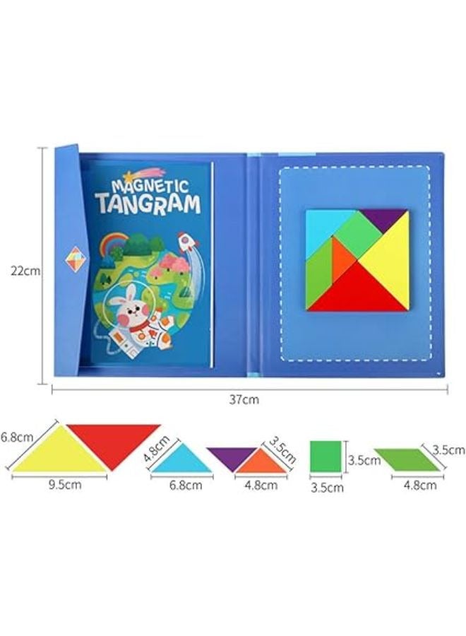 Magnetic Tangram Puzzle, Tangram Toy for Kids, Tangram Shape Block Puzzle Toy, Wooden Block Puzzle, Colorful Wooden Puzzle