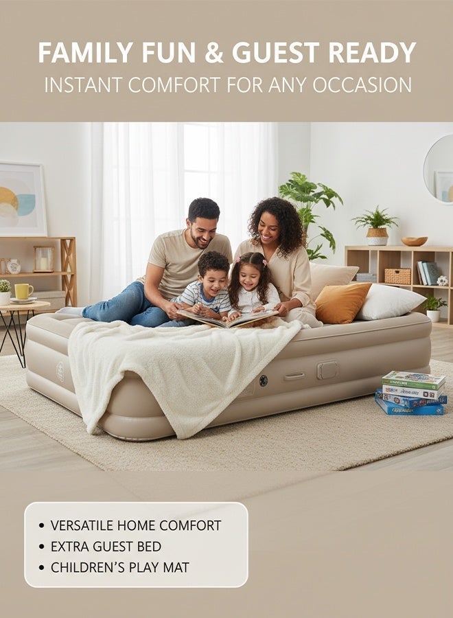 careX Queen Size Inflatable Air Mattress | 40CM Elevated Fast Inflate Air Bed for Home & Outdoor - Image 4