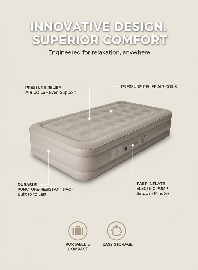careX Queen Size Inflatable Air Mattress | 40CM Elevated Fast Inflate Air Bed for Home & Outdoor - Image 3