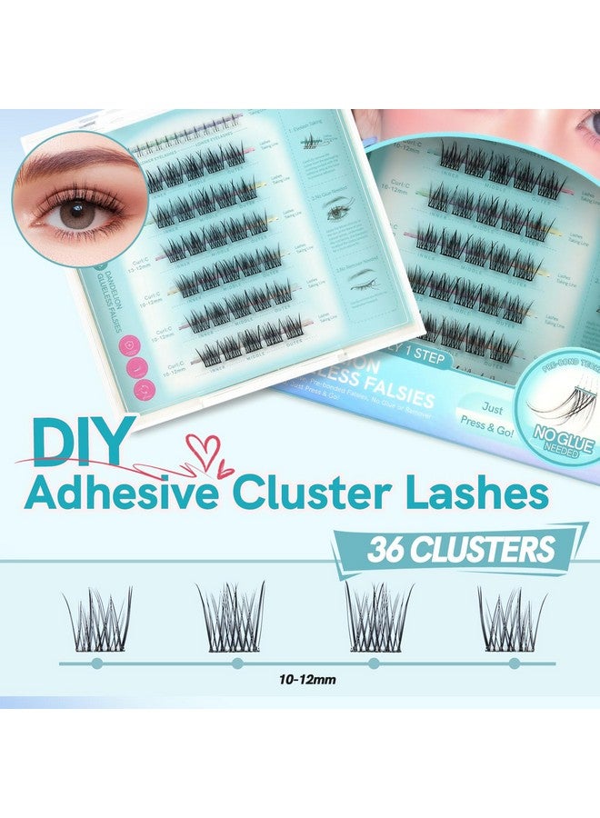MLEN DIARY Self Adhesive Lash Clusters DIY Eyelash Extensions D Curl Natural 36Pcs Self Adhesive Cluster Lashes 10-12MM No Glue Individual Lashes Self Application at Home - Image 3