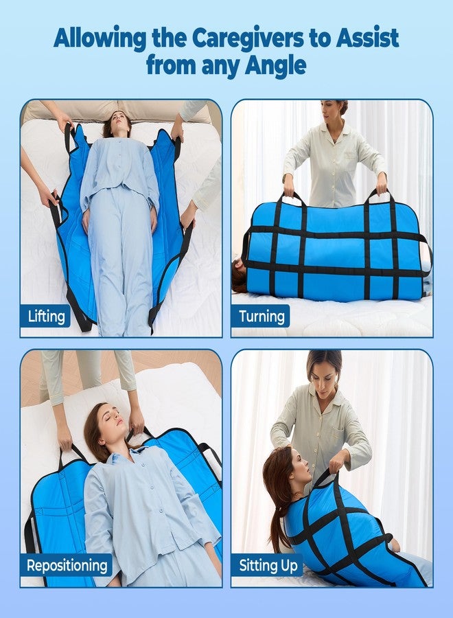 Careboda Nylon Positioning Bed Pad with Reinforced 8 Handles, 48" x 40" Reusable Transfer Sheet for Lifting, Turning, Moving and Positioning, Waterproof Draw Sheet for Patients and Elderly - Image 2