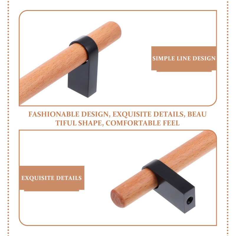 Black Wooden Cabinet Handles 96mm Hole Spacing Kitchen Drawer Wardrobe Door Pulls - Image 4