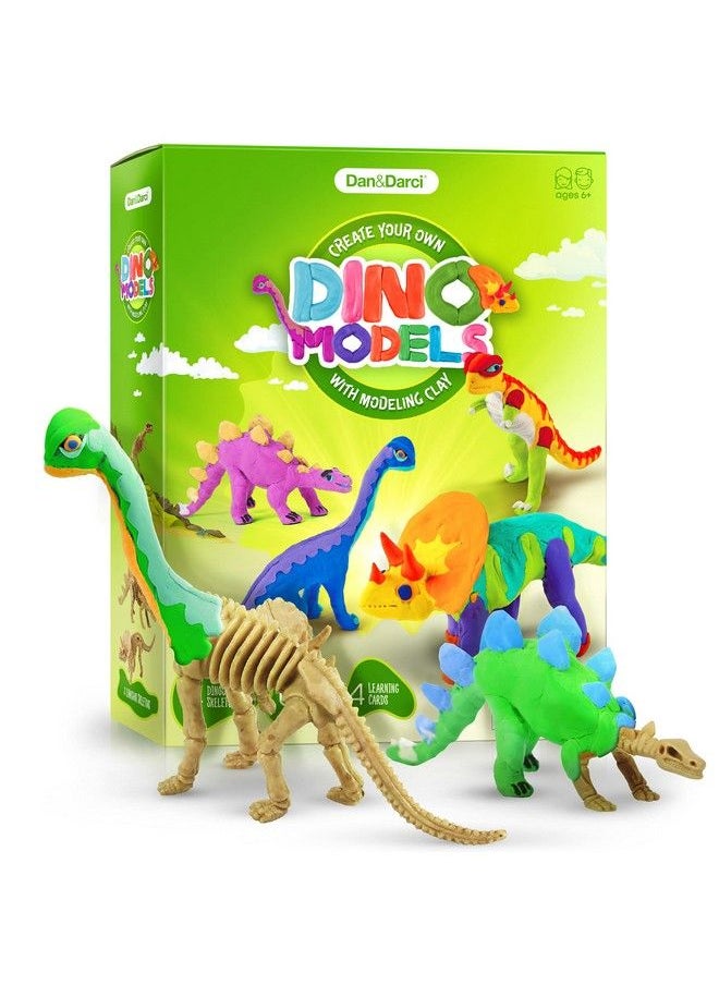 Dan&Darci - Dino Models, Clay Craft Kit Dinosaur Arts And Crafts For Kids Build A Dinosaur Gifts For Boys & Girls Build 4 Dinos With Air Dry Magic Modeling Clay Model Set Ages 3, 4, 5, 7, 8+ Boy Or Girl Stem - Image 1