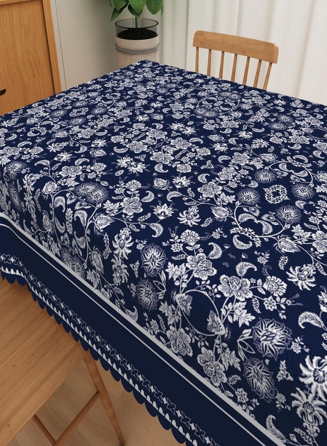 DORCEV Navy Blue Floral Rectangle Tablecloth Vintage Blue Floral Flowers Table Cloth Waterproof Spill Proof Stain Resistant Table Cover for Kitchen Dining Room Indoor Outdoor Party Decor,60x120 Inch - Image 4