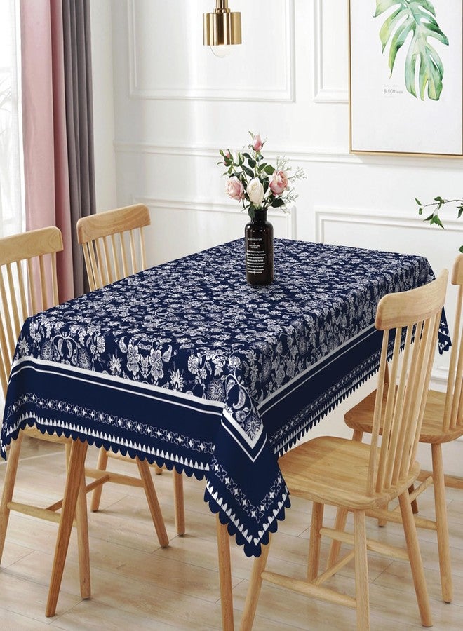 DORCEV Navy Blue Floral Rectangle Tablecloth Vintage Blue Floral Flowers Table Cloth Waterproof Spill Proof Stain Resistant Table Cover for Kitchen Dining Room Indoor Outdoor Party Decor,60x120 Inch - Image 3