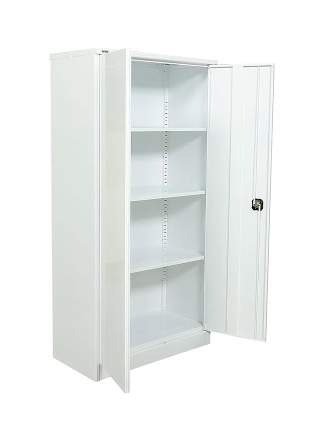 RIGID Steel Office Cupboard Curved Shape Closet  with Pre-Assembled Wardrobe with 3 Adjustable Shelves & 4 Compartments Cabinet Full Swing Doors Welded Hinges (183H * 91.4W * 47.5D )(White) - Image 4