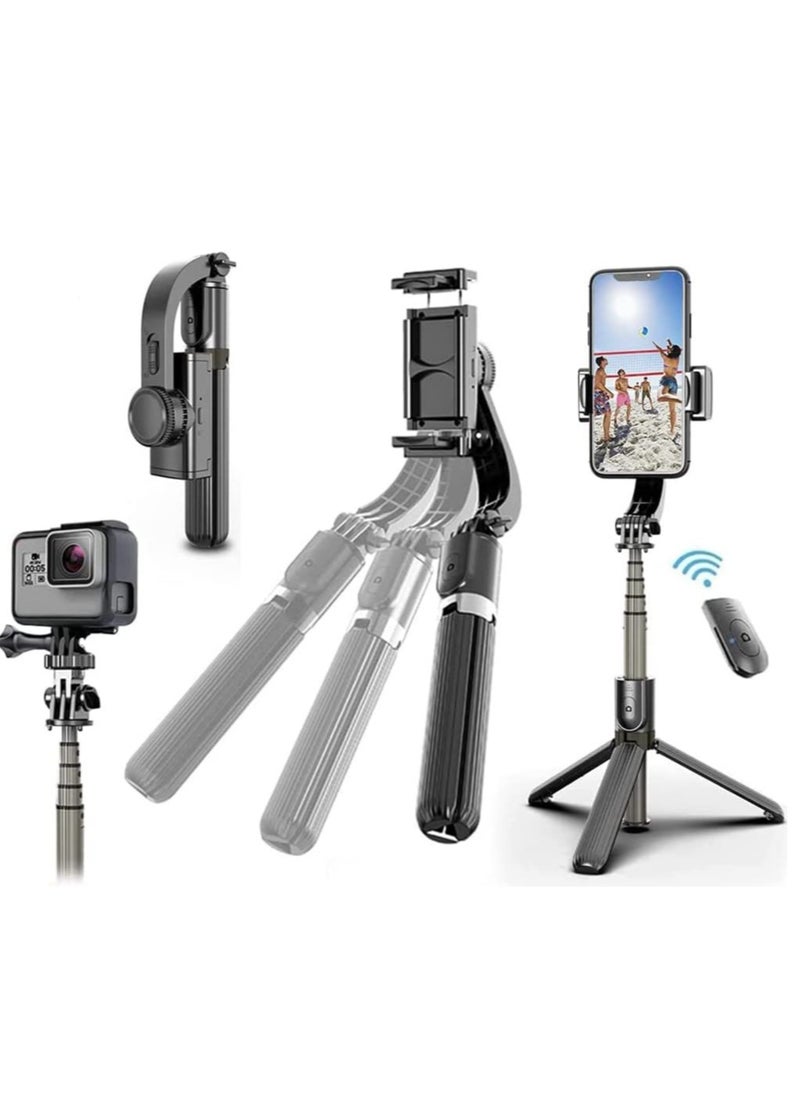 ELTRAZONE - Selfie Stick Gimbal Stabilizer, 360° Rotation Tripod with Wireless Remote, Portable Phone Holder, Auto Balance 1-Axis Gimbal for Smartphones Tiktok Vlog Youtuber Live Video Record(Q08 Black) - Image 1