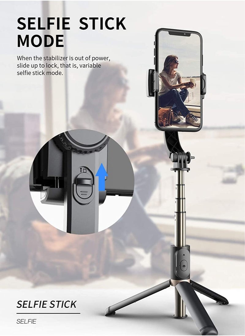 ELTRAZONE - Selfie Stick Gimbal Stabilizer, 360° Rotation Tripod with Wireless Remote, Portable Phone Holder, Auto Balance 1-Axis Gimbal for Smartphones Tiktok Vlog Youtuber Live Video Record(Q08 Black) - Image 1