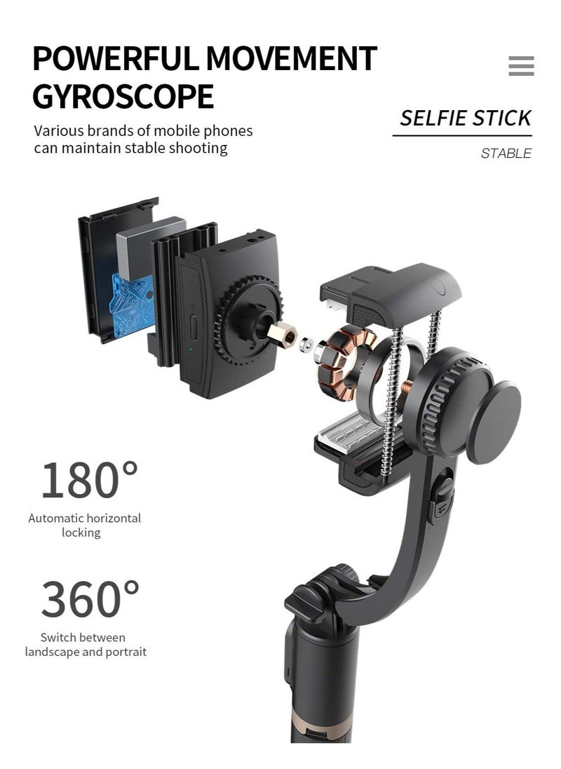 ELTRAZONE - Selfie Stick Gimbal Stabilizer, 360° Rotation Tripod with Wireless Remote, Portable Phone Holder, Auto Balance 1-Axis Gimbal for Smartphones Tiktok Vlog Youtuber Live Video Record(Q08 Black) - Image 1