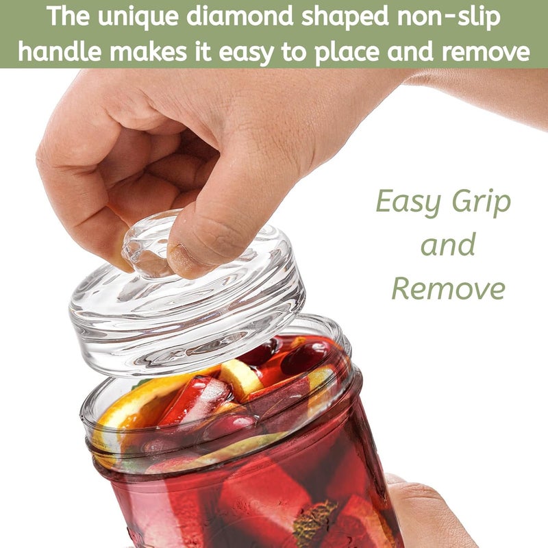 Youeon 9 Pack Fermentation Glass Weights with Easy Grip Handles for Wide Mouth Mason Jars, Pickling Jars, Glass Fermentation Weights for Fermenting Kit, Sauerkraut, Kimchi and More - Image 4