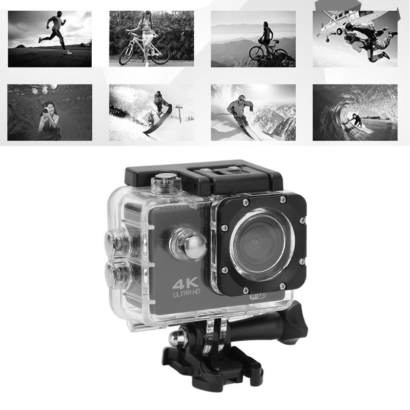 Action Camera 4K HD 98.4ft Waterproof 2.0 Inch Screen WiFi Underwater Sports Camera for Outdoor Diving Helmet Black - Image 4