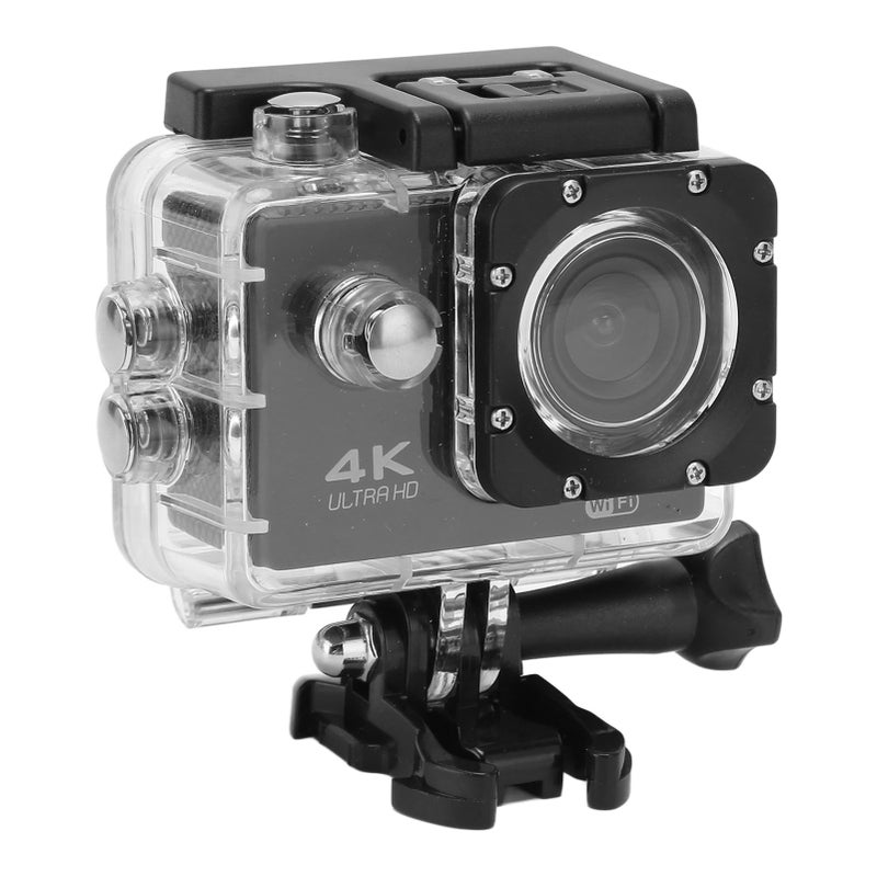 Action Camera 4K HD 98.4ft Waterproof 2.0 Inch Screen WiFi Underwater Sports Camera for Outdoor Diving Helmet Black - Image 3