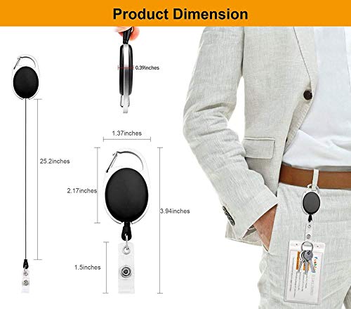 FEDUS I.D. Card Retractable Holder Badge Yo Yo Clip + Card Holder Pack 3,Black - Image 2