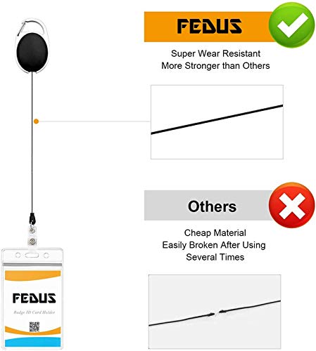 FEDUS I.D. Card Retractable Holder Badge Yo Yo Clip + Card Holder Pack 3,Black - Image 3