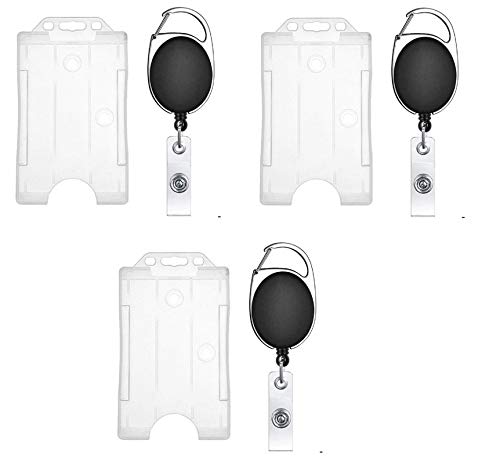 FEDUS I.D. Card Retractable Holder Badge Yo Yo Clip + Card Holder Pack 3,Black - Image 4