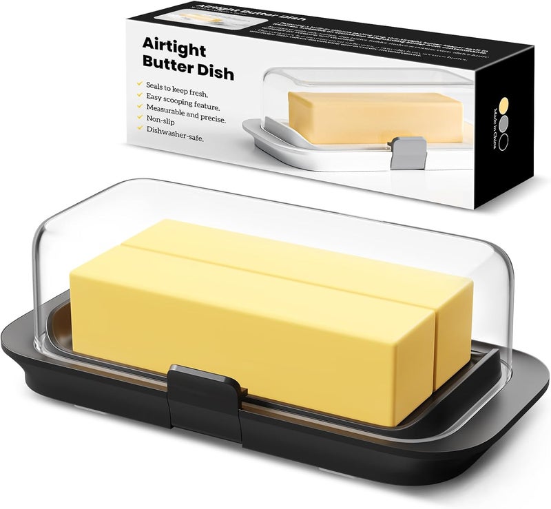 Pisol Large Butter Dish with Lid for Countertop and Fridge Refrigerator Door Shelf, Airtight 250g Butter Keeper for East Coast/West Coast/European/Kerrygold Butter/French Butter/Cream Cheese - Image 1
