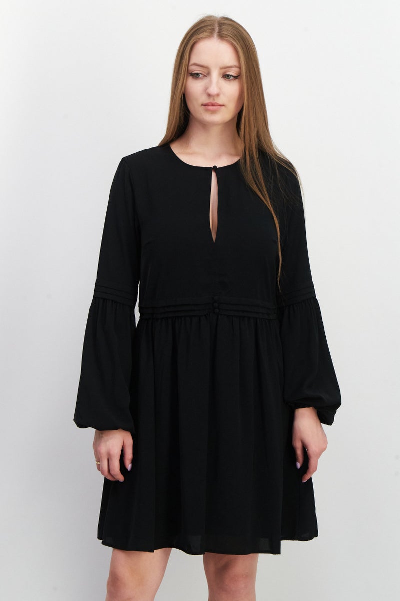 NA-KD فستان ميني بسيط للنساء، أسود - Image 1