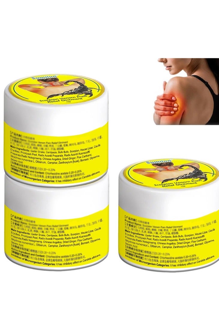 سوميفون 3 قطع مرهم لتسكين الألم، طبيعي وقوي، تسكين سريع لآلام المفاصل والعضلات، مناسب للمفاصل والرقبة والركبتين والكتفين والجسم (10 جم + 10 جم + 10 جم) - Image 1