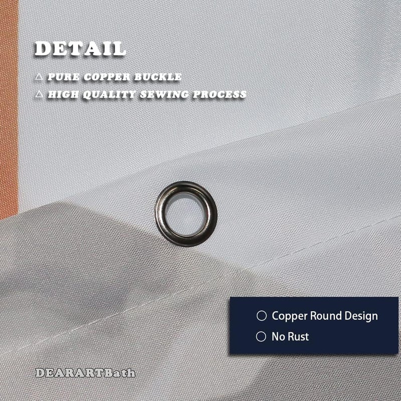 DEARART Bath Gold Border Marble Shower Curtain Liner for Bathroom, 180cm*180cm Fabric Shower Curtain Set with Grommet and Hooks, 100% Waterproof Easy Care Machine Washable - Image 5