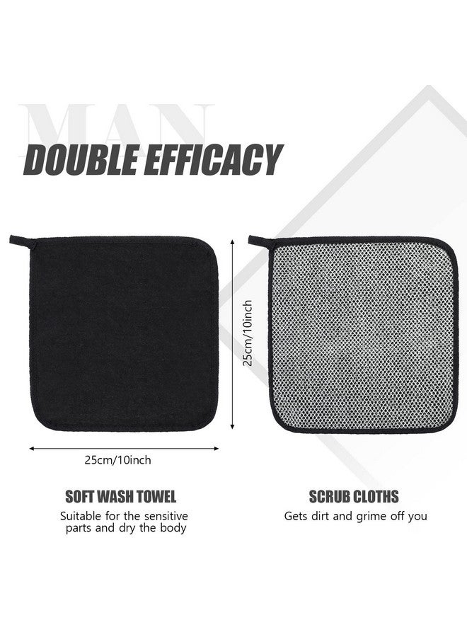 Tudomro Tudomro 10 Pcs Exfoliating Washcloths Double Sided Man Wash Cloths Body Face Exfoliating Scrub Cloths for Shower Men Women(10 x 10 Inch,Black)  - Image 5