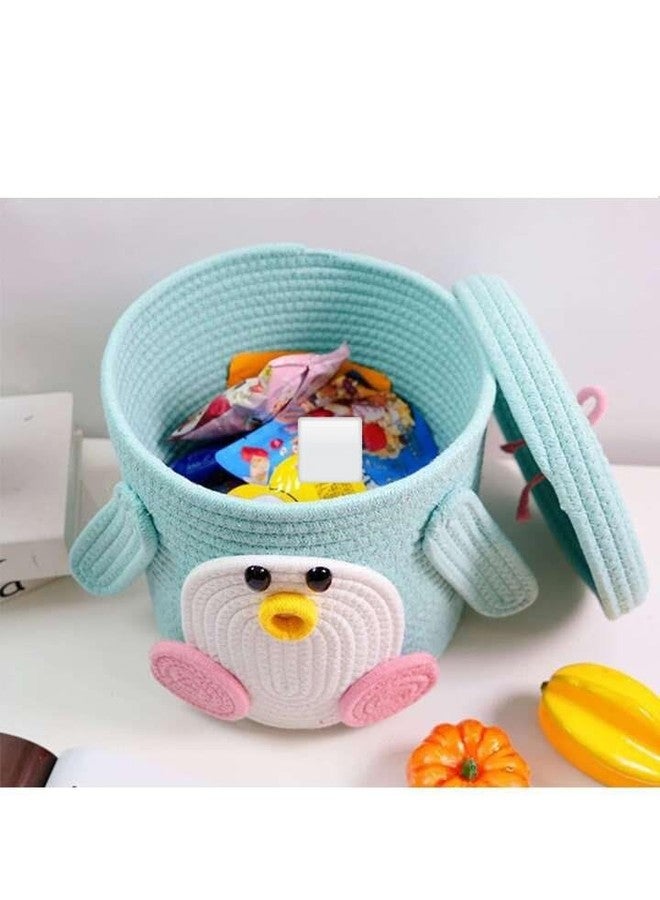 Rosslyn Kids Lid Basket with Beautiful Characters - Rope Storage Basket for Baby Diaper, Stuffed Animal Storage Bin - Baby Laundry Baskets with lid - Duck - Image 3
